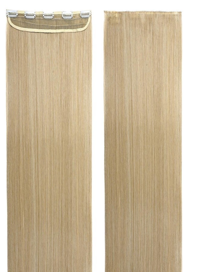 S-noilite One Piece 30" Long Straight Clip-in Hair Extensions Ash Blonde Thick Hair Piece for Women - Full Head Natural Soft Synthetic Fiber Hairpieces - Image 2